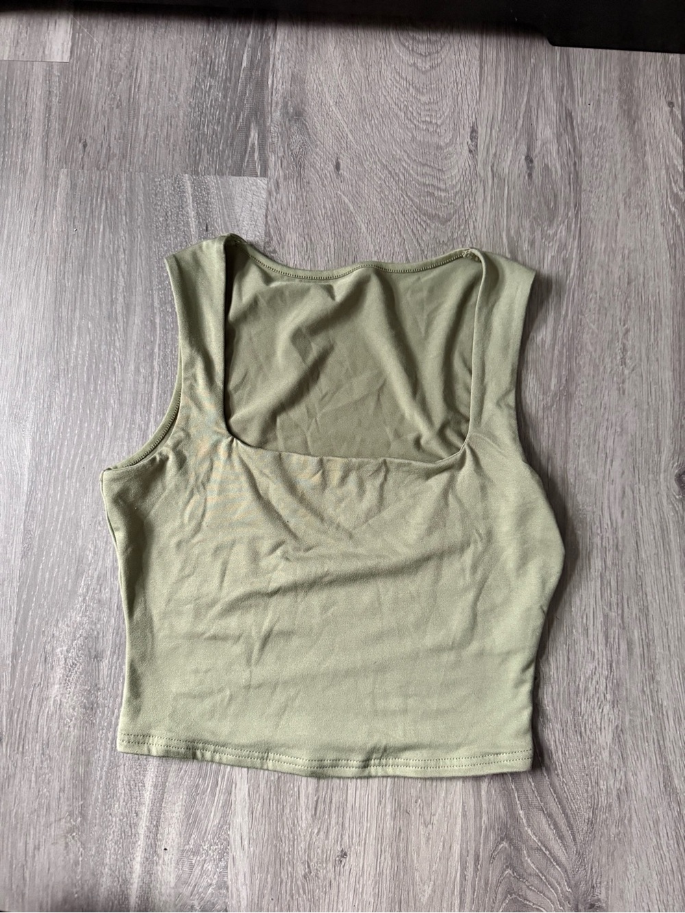 Women's Square Neck Cropped Tank Top - Light Olive Green